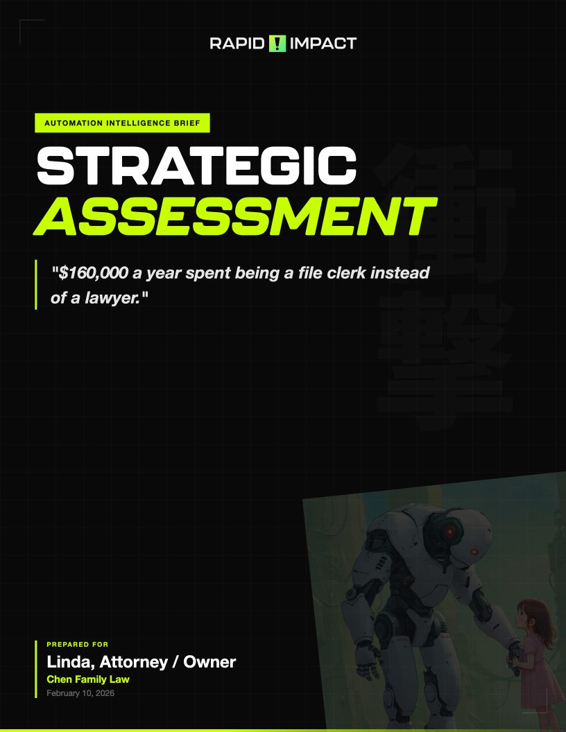 Sample brief, page one: the cover with the headline number